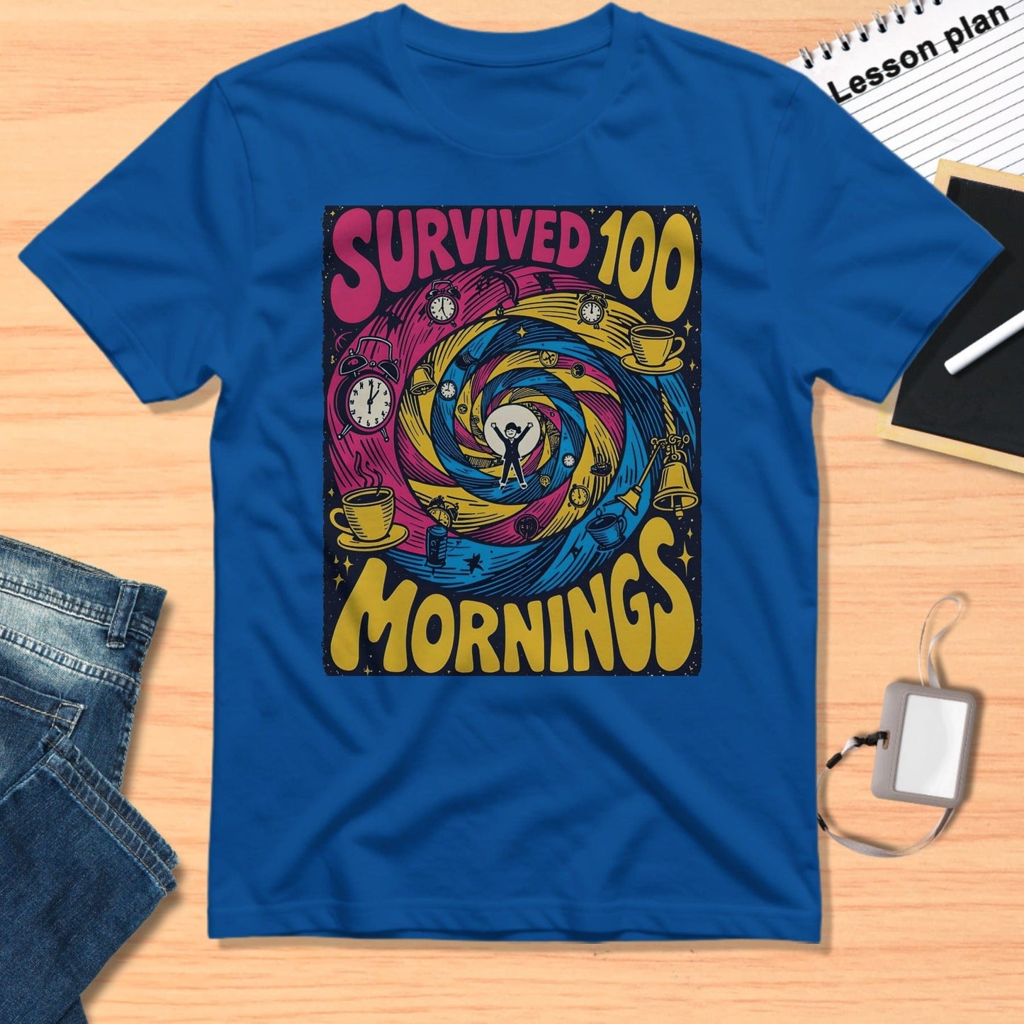 Survived 100 Mornings Colorful Graphic Tee