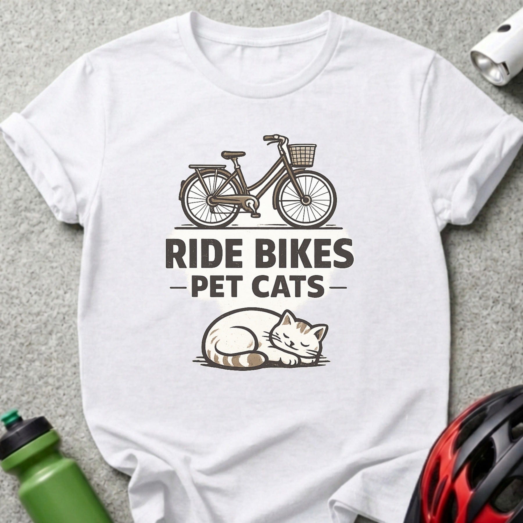 Ride Bikes Pet Cats Graphic Tee Shirt