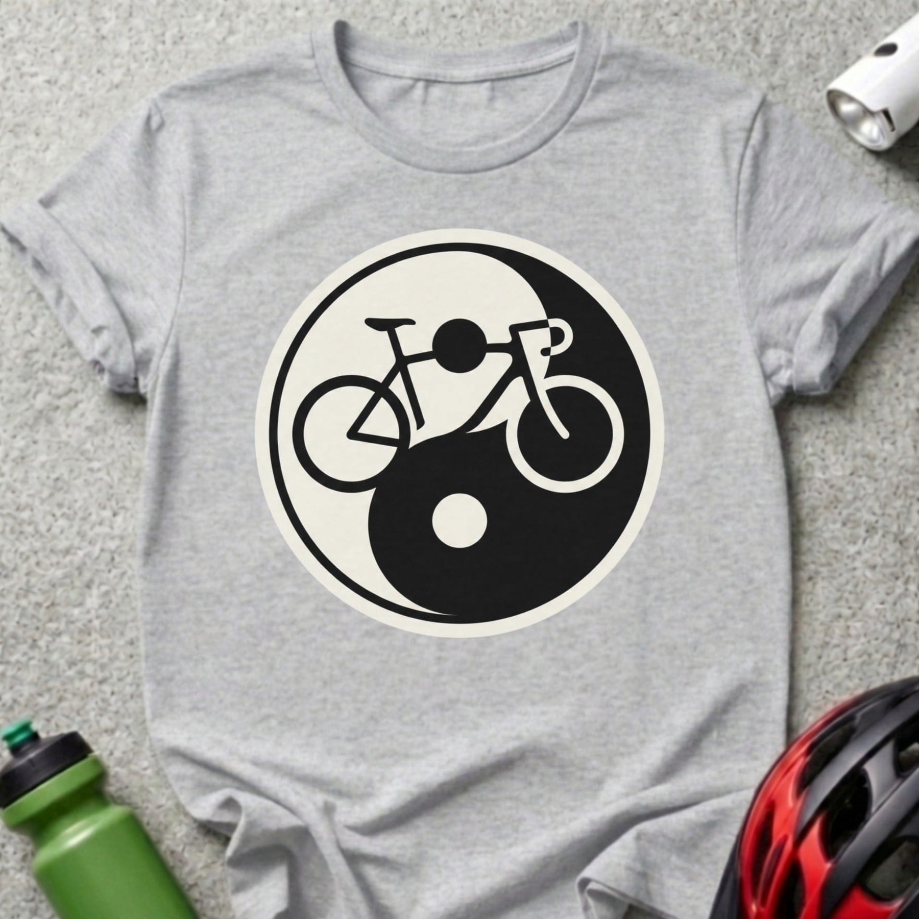 Yin Yang Bicycle Design Graphic T-Shirt