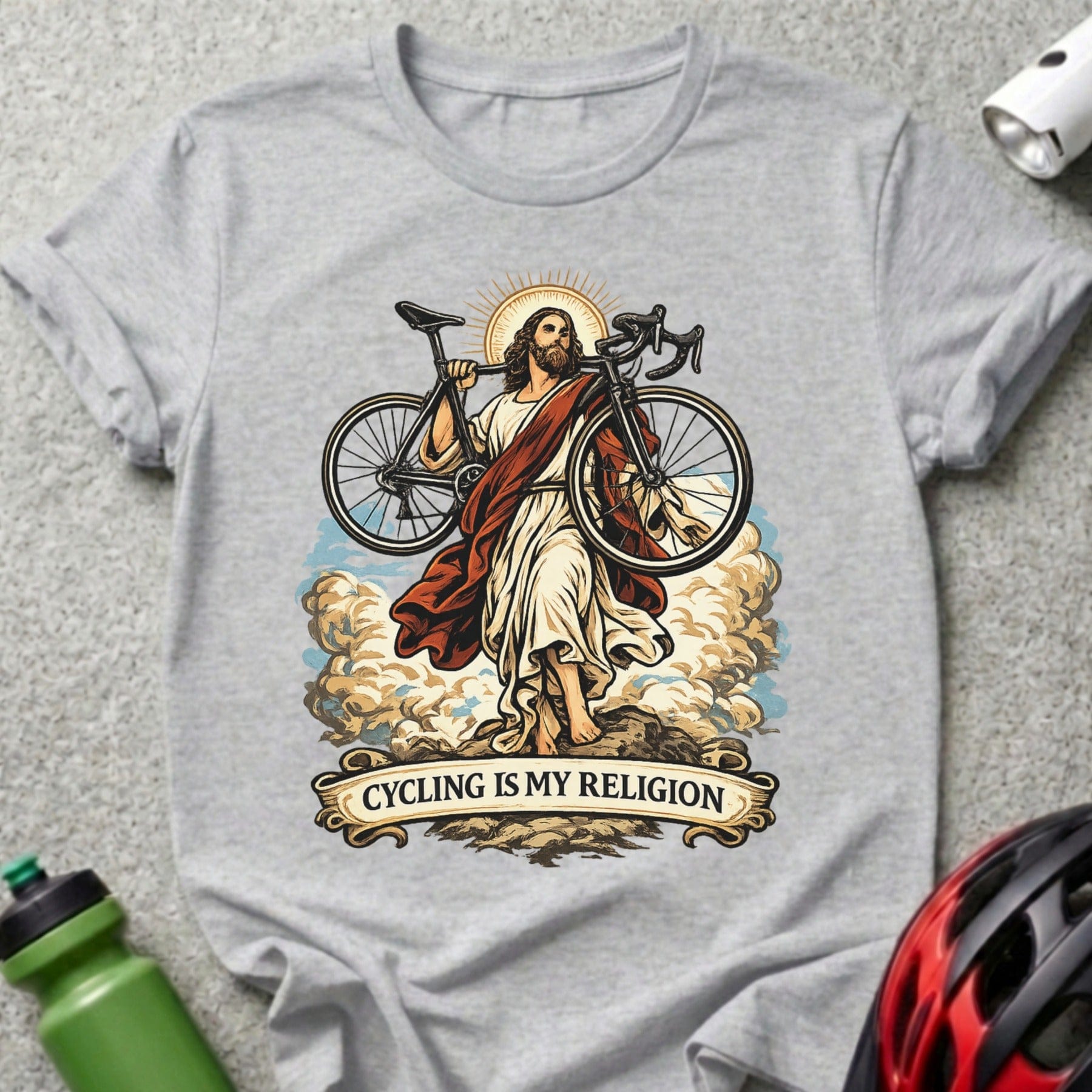 Cycling Is My Religion Bike Themed Graphic T-shirt