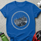 Blue T-Shirt with Scenic City and Mountain Design