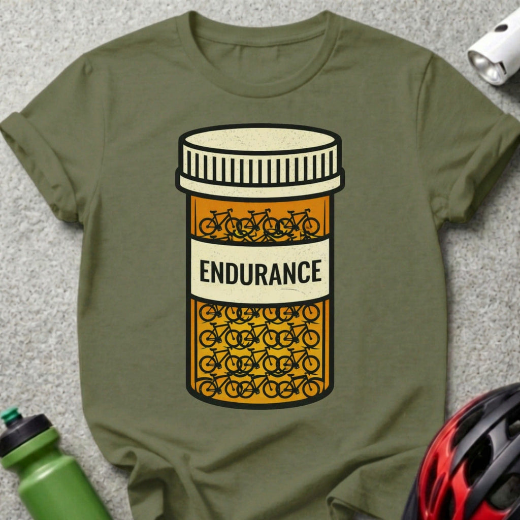 Endurance Pill Bottle with Bicycle Design T-shirt