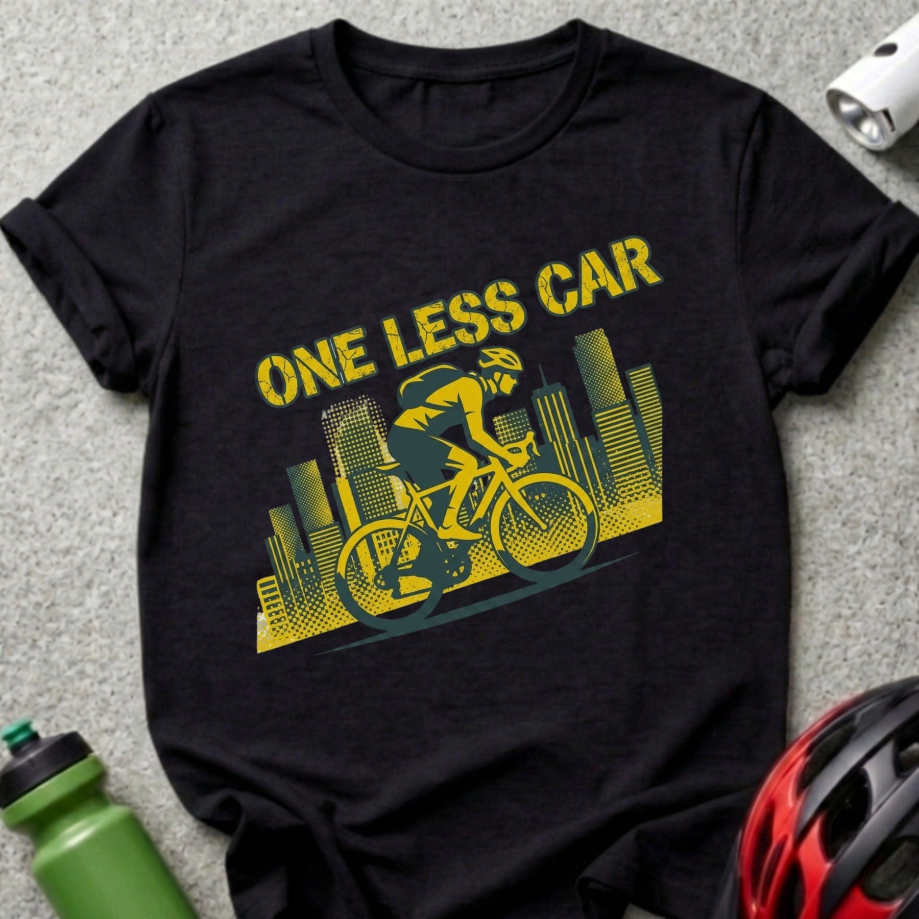 One Less Car Cyclist T-Shirt Urban Biking Graphic Tee