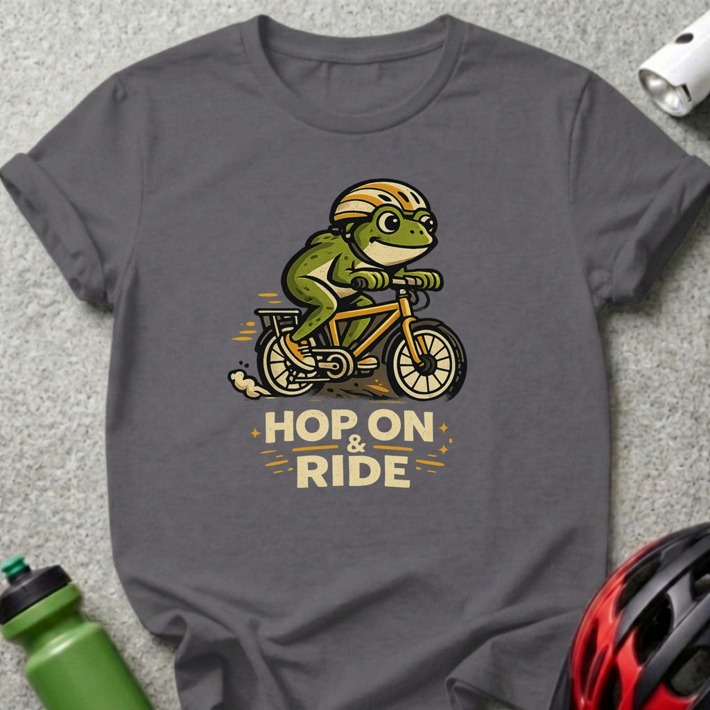 Hop On and Ride Frog Riding Bicycle T-shirt