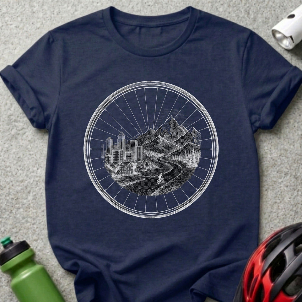 Scenic Bicycle Tour with City and Mountains T-Shirt