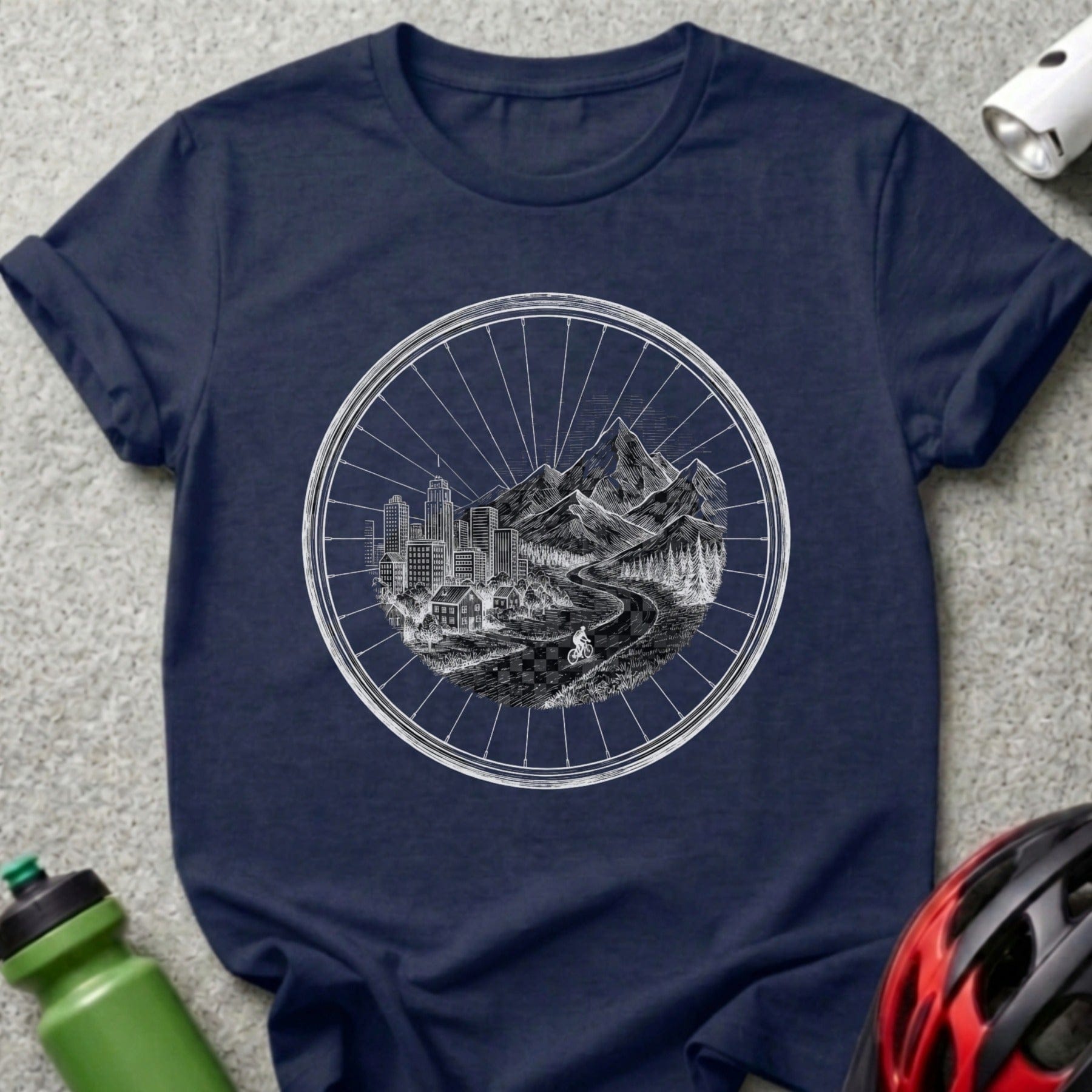 Scenic Bicycle Tour with City and Mountains T-Shirt