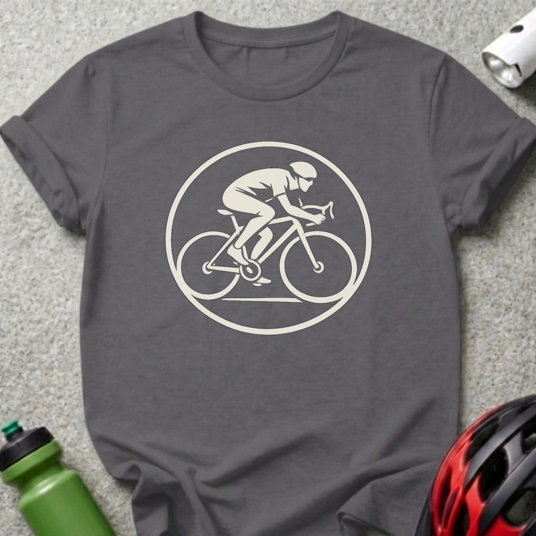 Cyclist in Circle Design Graphic T-Shirt