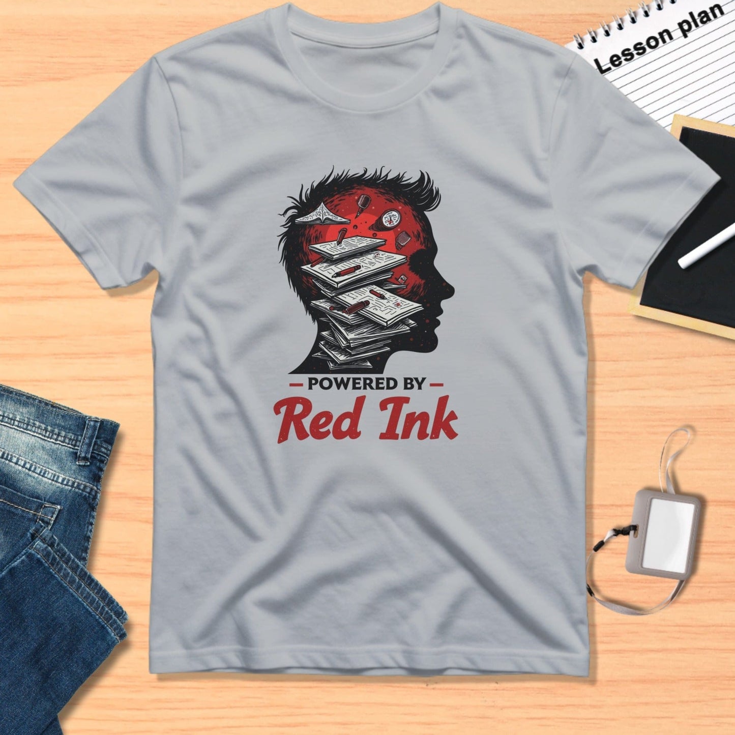 Powered By Red Ink Graphic T-Shirt Suitable for Writers