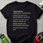 Fun Cycling Goals Checklist T-Shirt for Enthusiasts