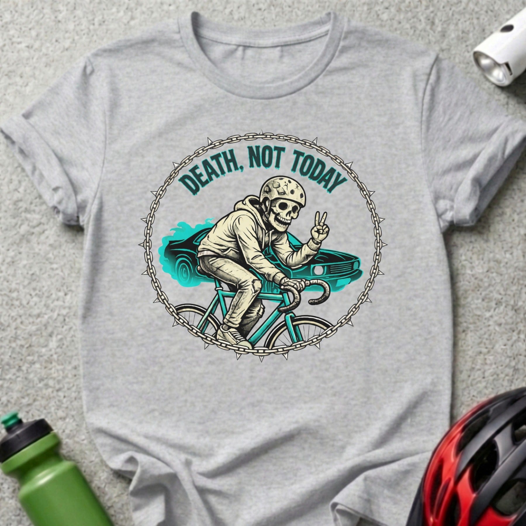 Death Not Today Skeleton Riding Bike T-shirt