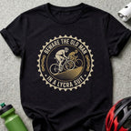 Beware the Old Man in a Lycra Suit t-shirt design with cyclists.
