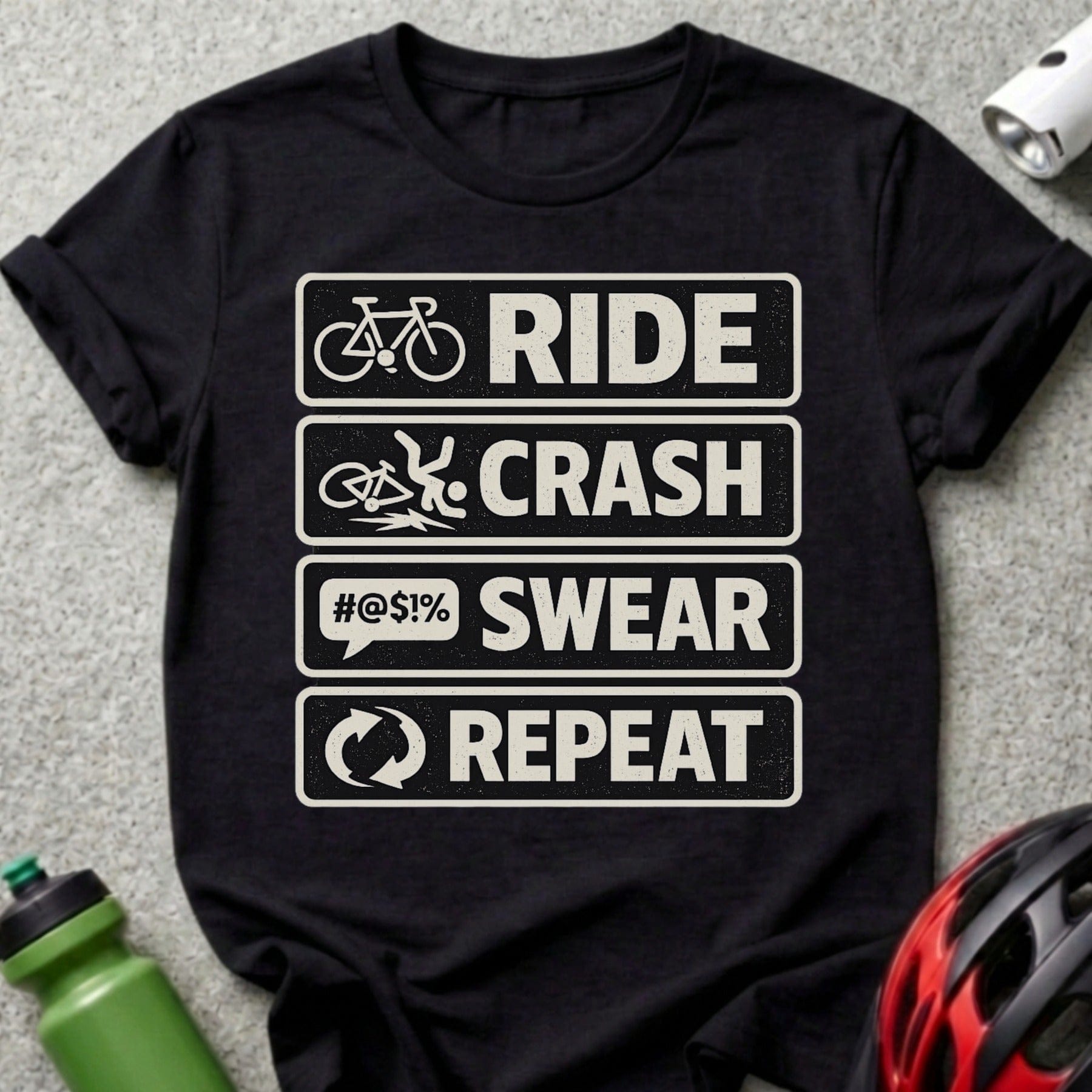 Ride Crash Swear Repeat Cycling Enthusiast Shirt