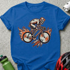 Skeleton Riding Flaming Bicycle Graphic T-Shirt