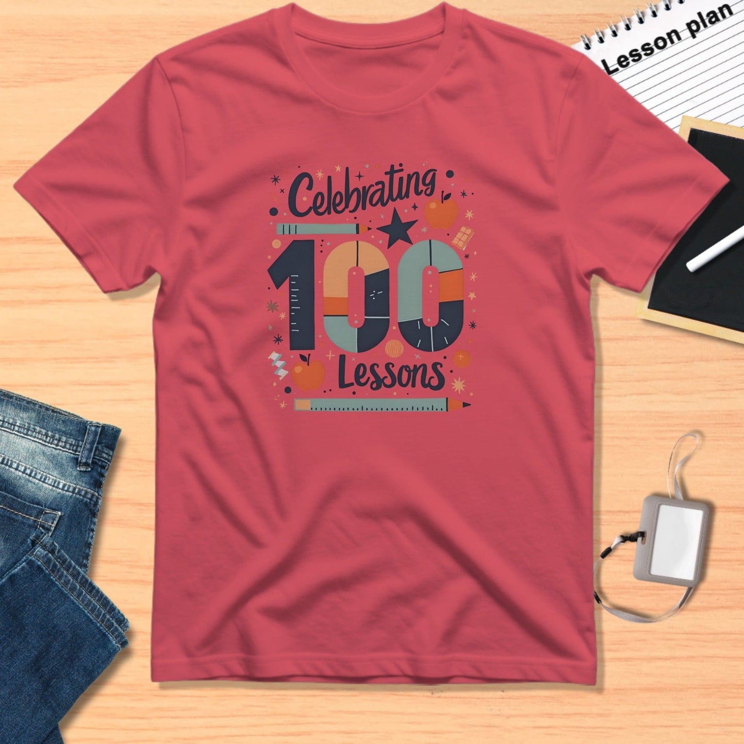 Celebrating 100 Lessons Creative Graphic T-shirt
