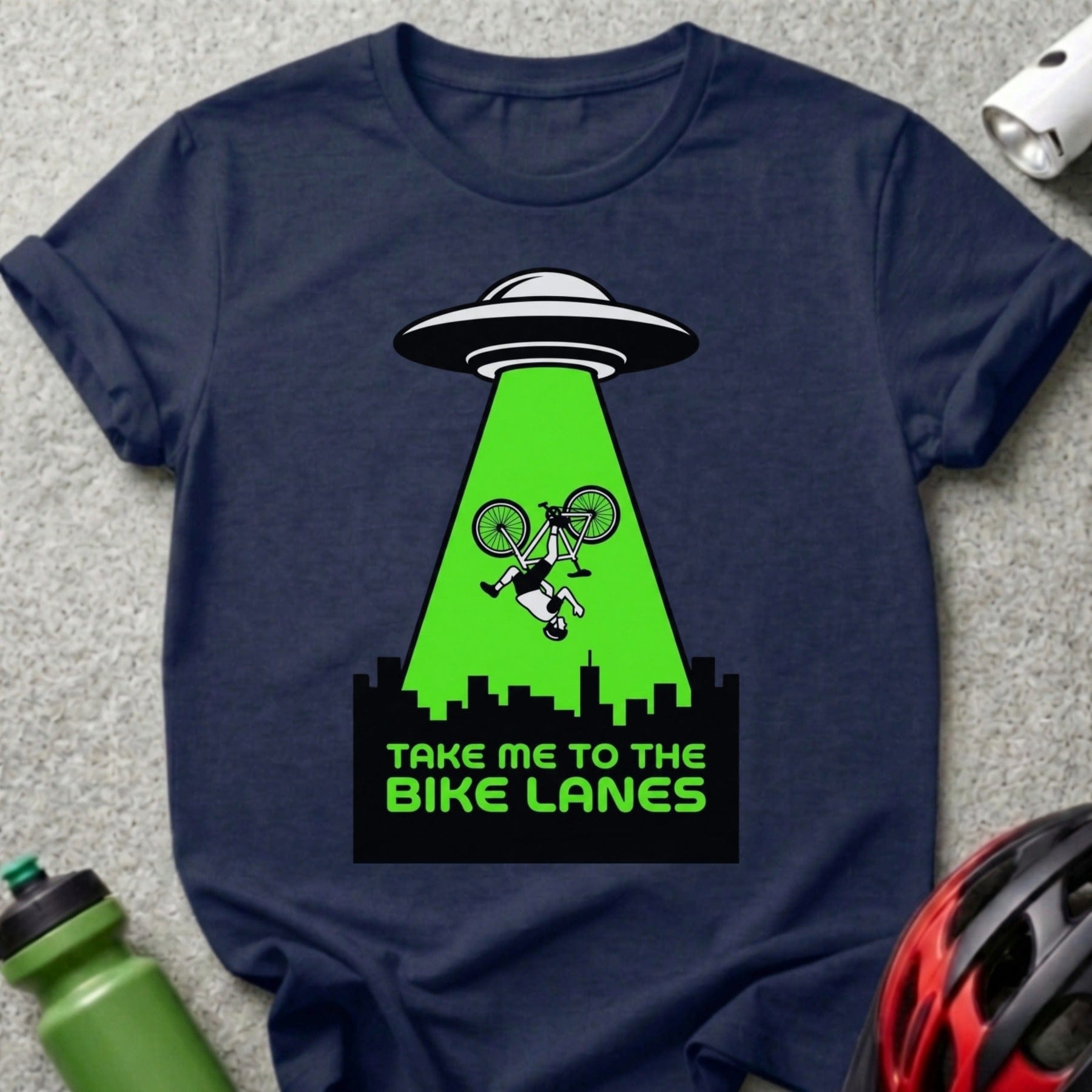 Take Me To The Bike Lanes UFO Themed Tee