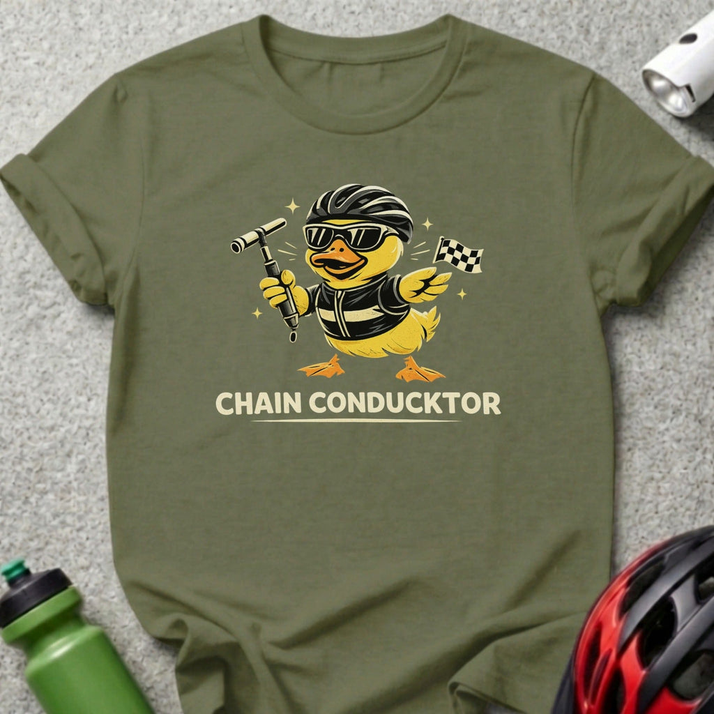 Cycling Duck Racer Chain Conducktor Graphic T-Shirt