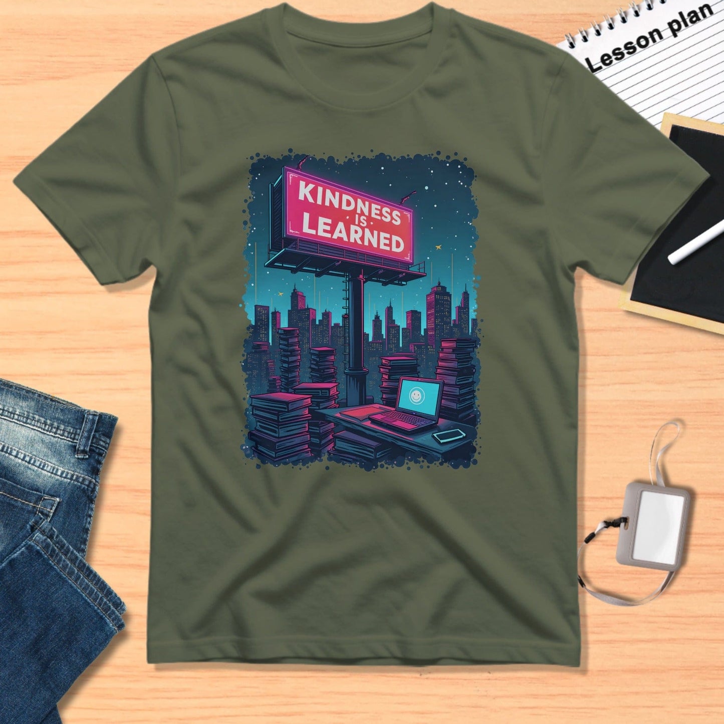 Kindness Is Learned T-shirt with Colorful Design