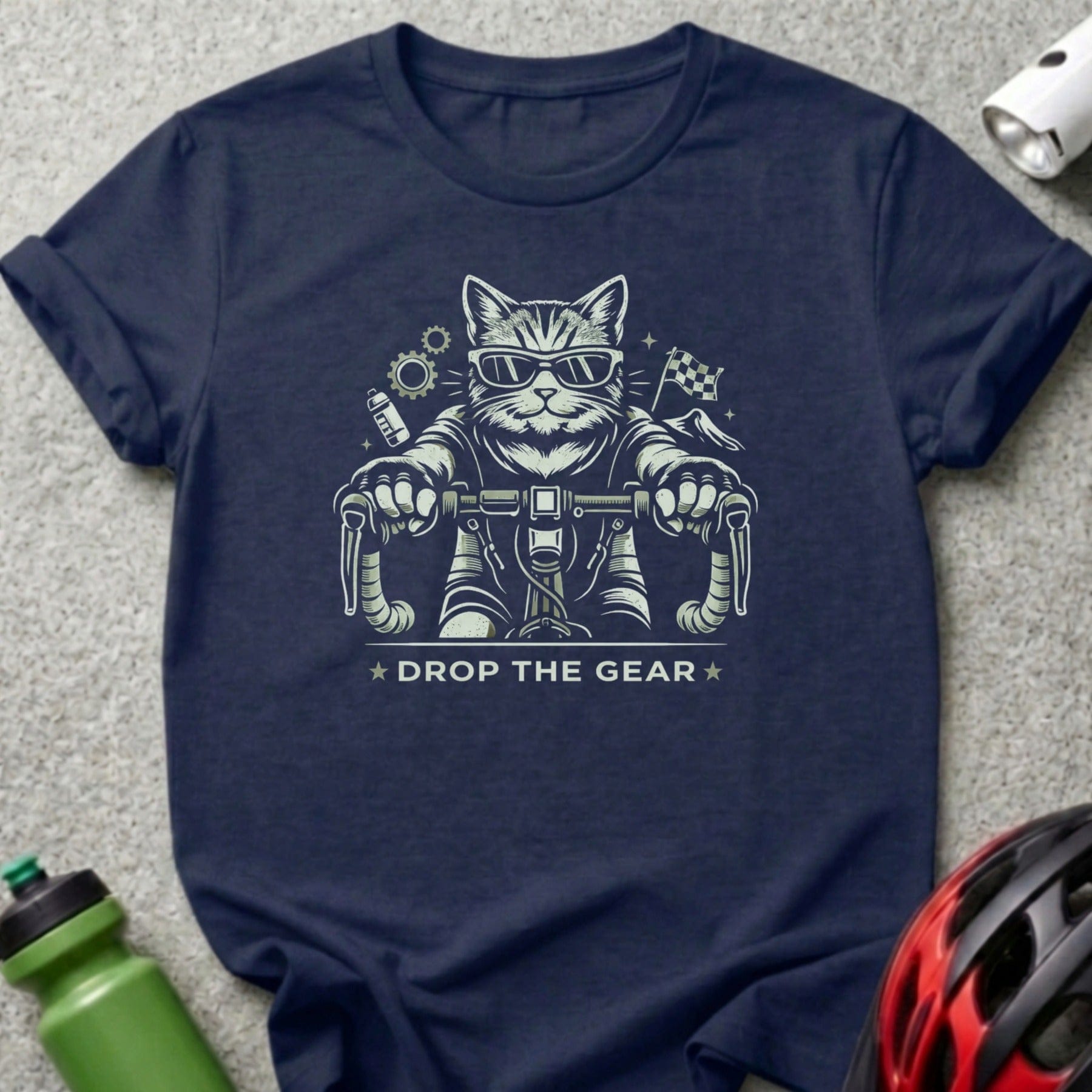 Cool Cat Cycling Drop the Gear T-Shirt Perfect Gift