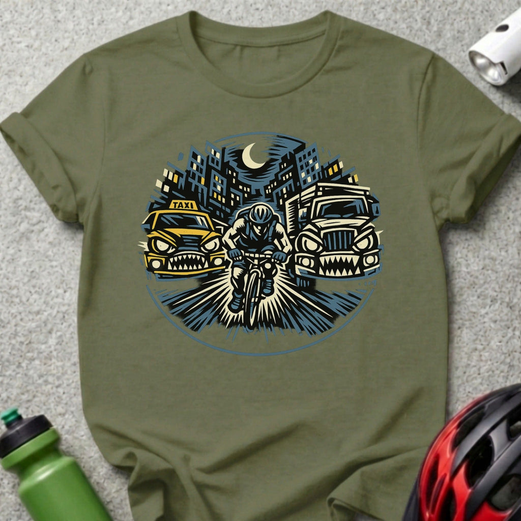 Cyclist Racing Through City Graphic T-Shirt
