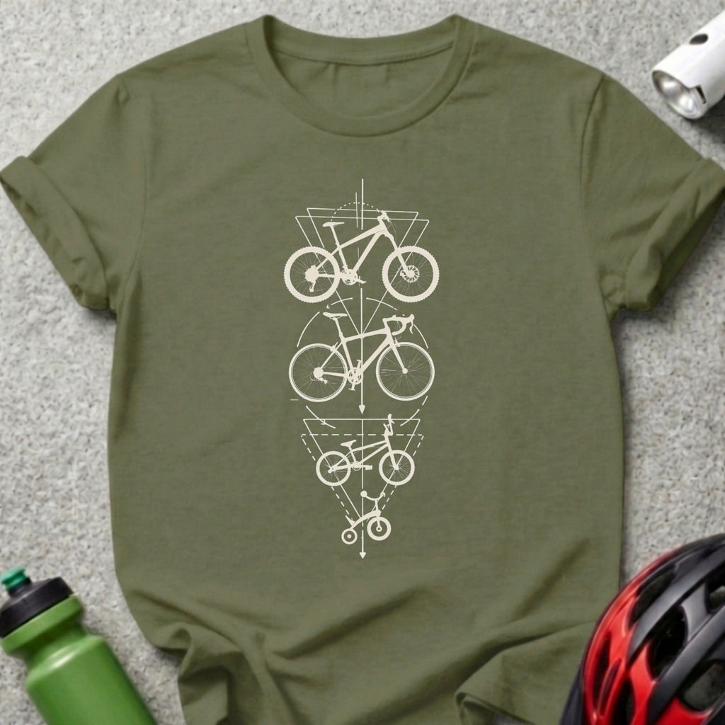 Geometric Bicycle Design Green Short Sleeve T-shirt