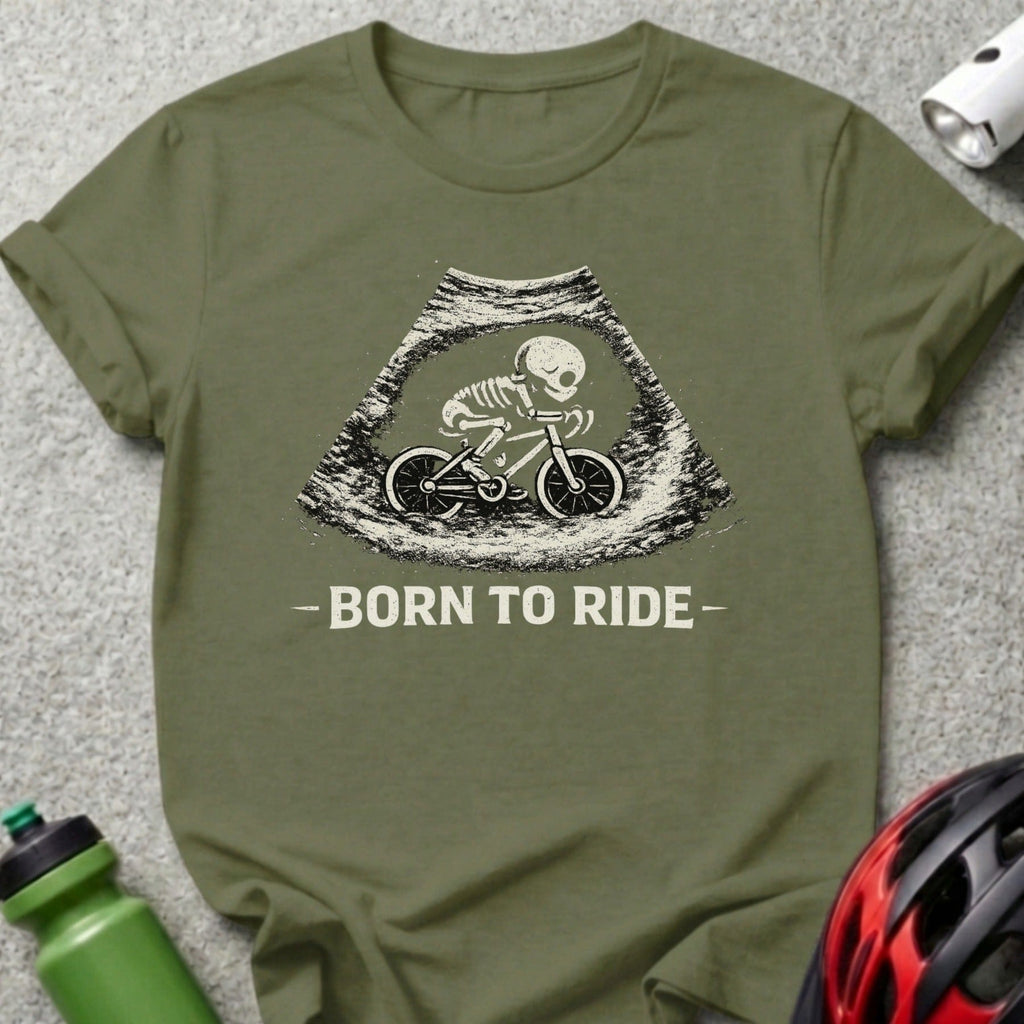 Born to Ride Skeleton Bicycle Graphic T-shirt