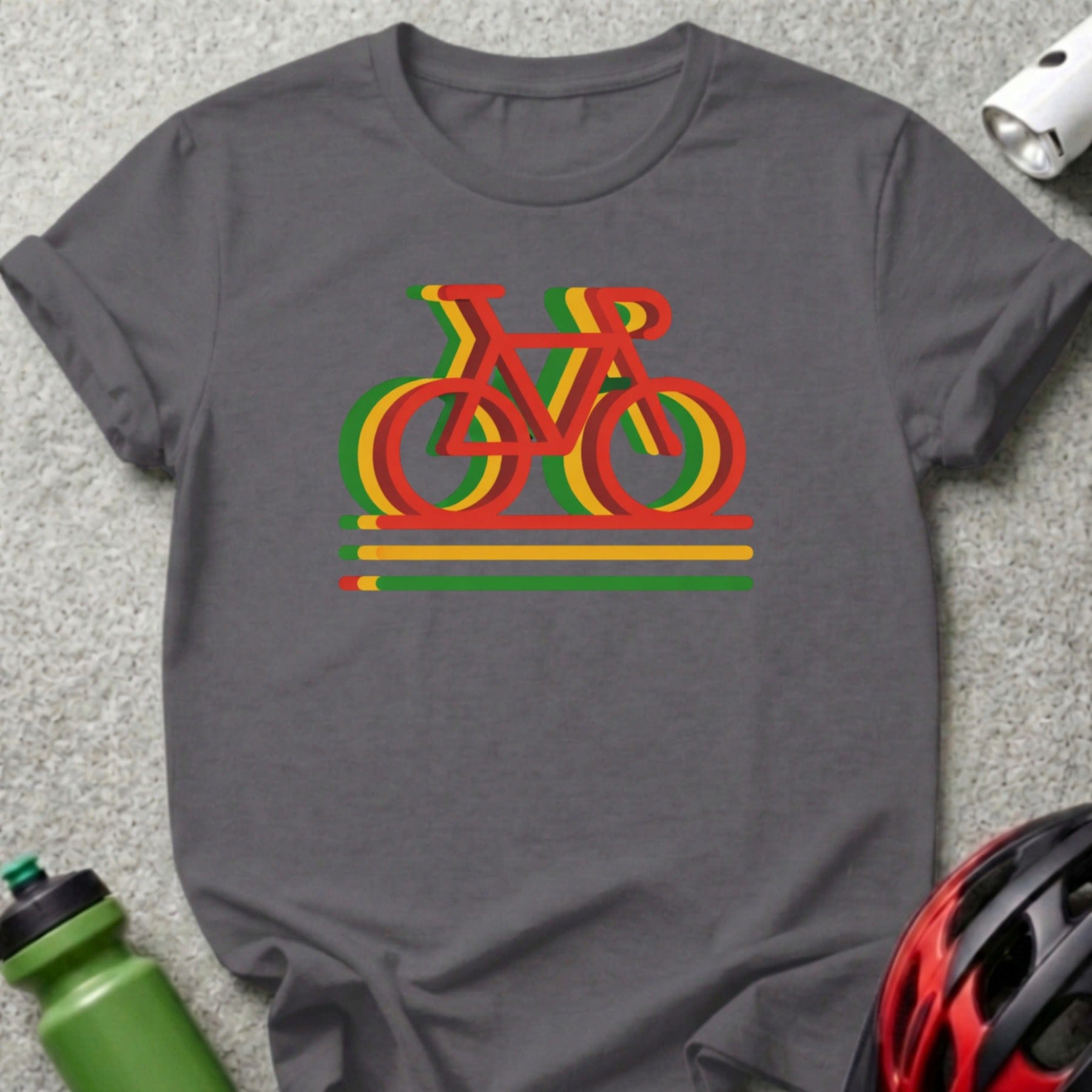 Retro Bicycle Graphic Design on Grey T-Shirt