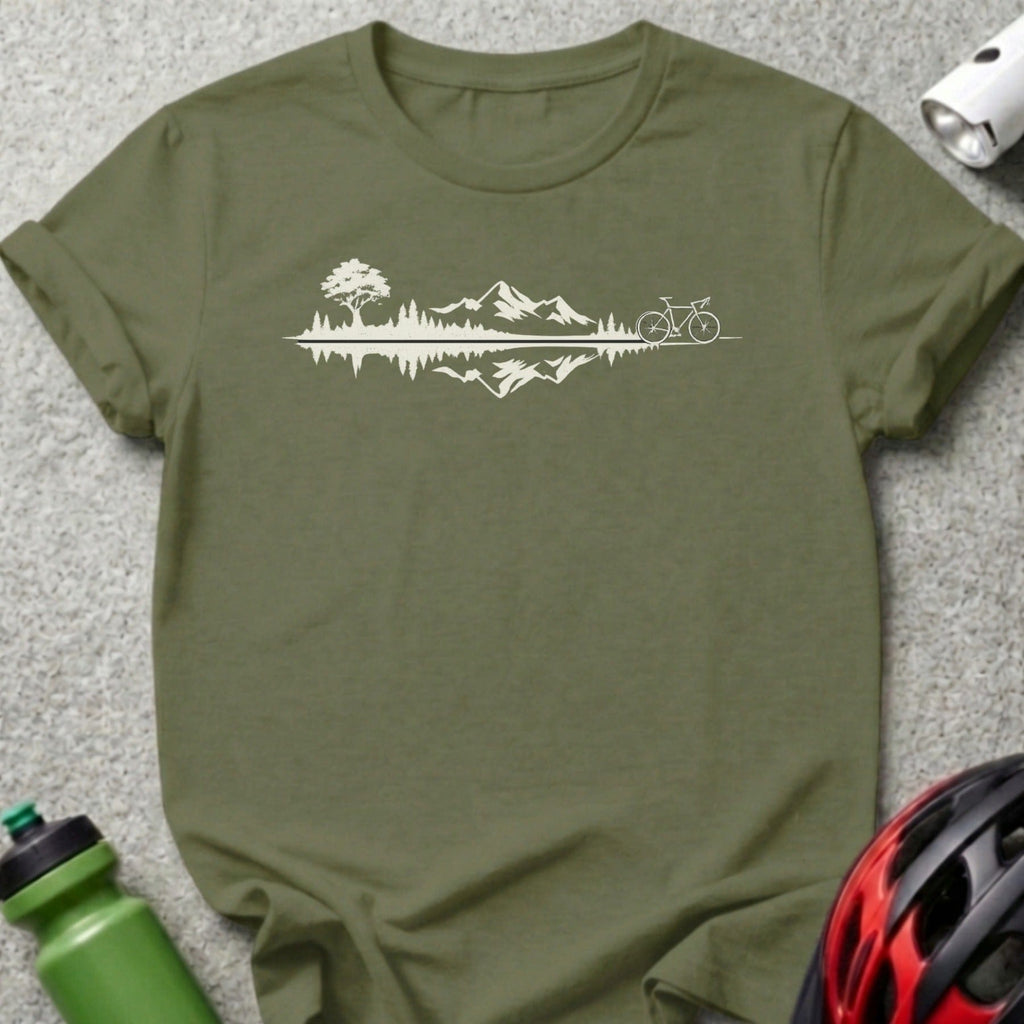 Scenic Mountain and Bicycle Graphic T-shirt