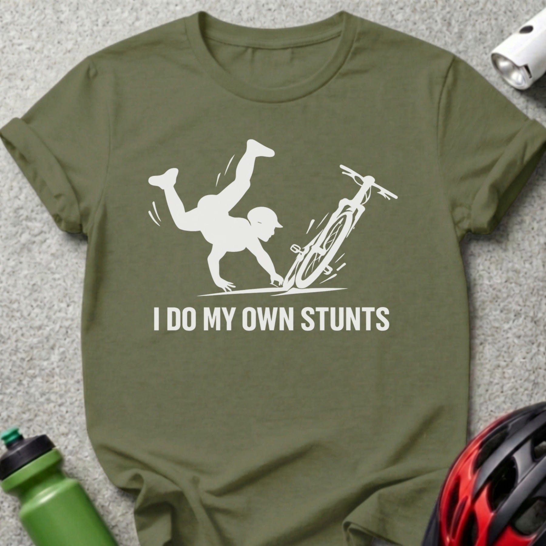 I Do My Own Stunts Funny Bicycle Graphic T-Shirt