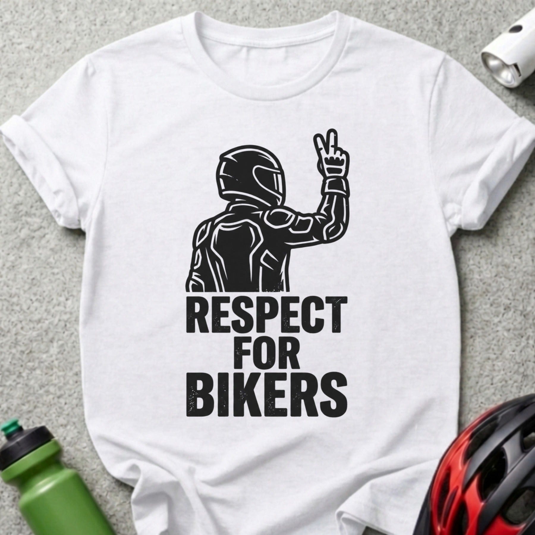RESPECT FOR BIKERS Shirt with Biker Giving Peace Sign