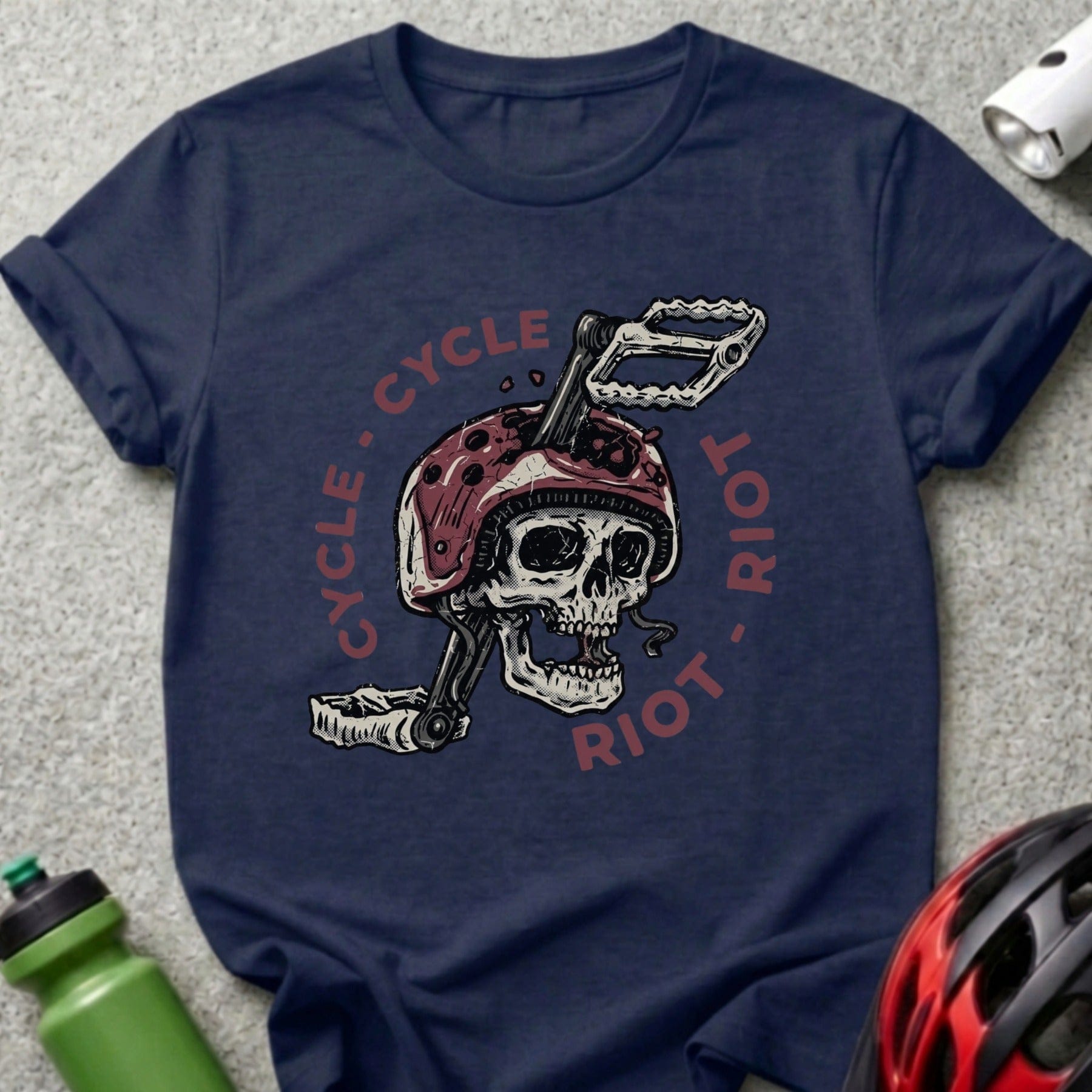Cycle Riot Skull Graphic Dark Blue Shirt