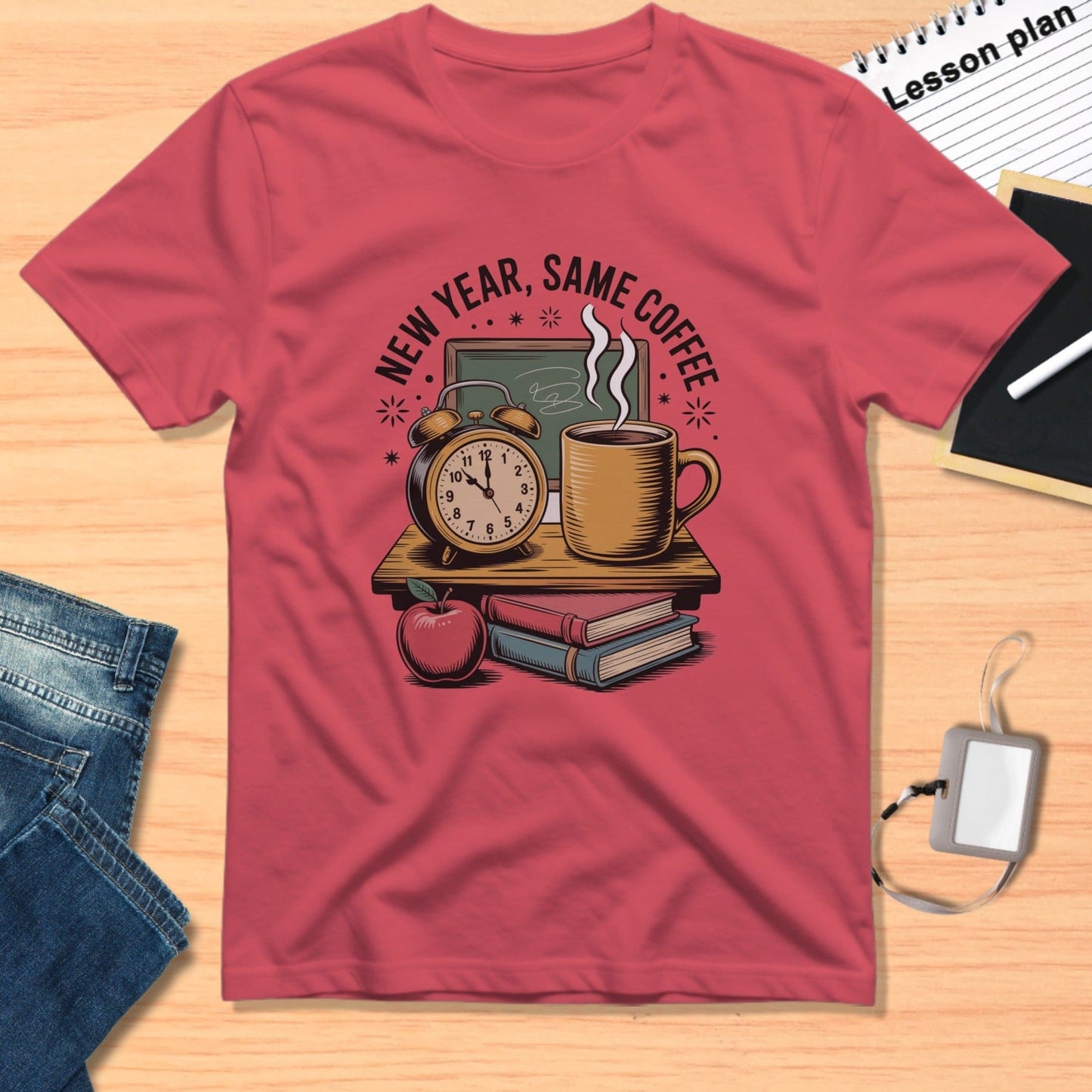 New Year Same Coffee Clock Mug Graphic T-Shirt