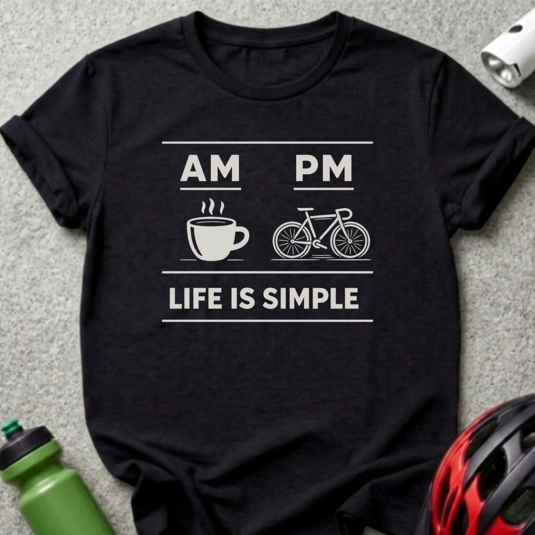 AM PM Life is Simple Coffee Bicycle T-Shirt
