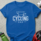 Blue t-shirt with "Awesome Cycling Dad" and a bicycle graphic.