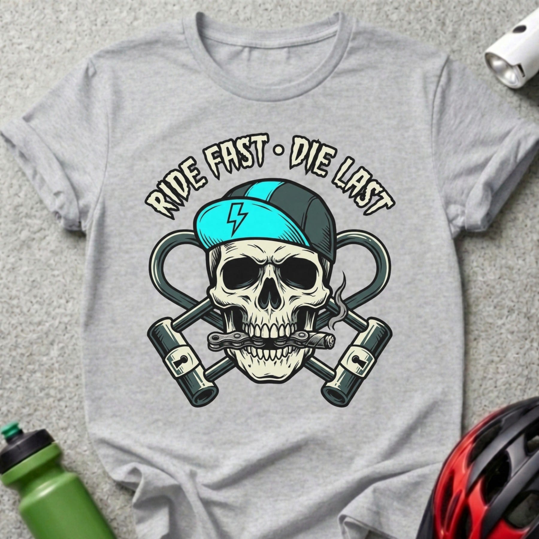 Ride Fast Die Last Skull and Spanners T-shirt
