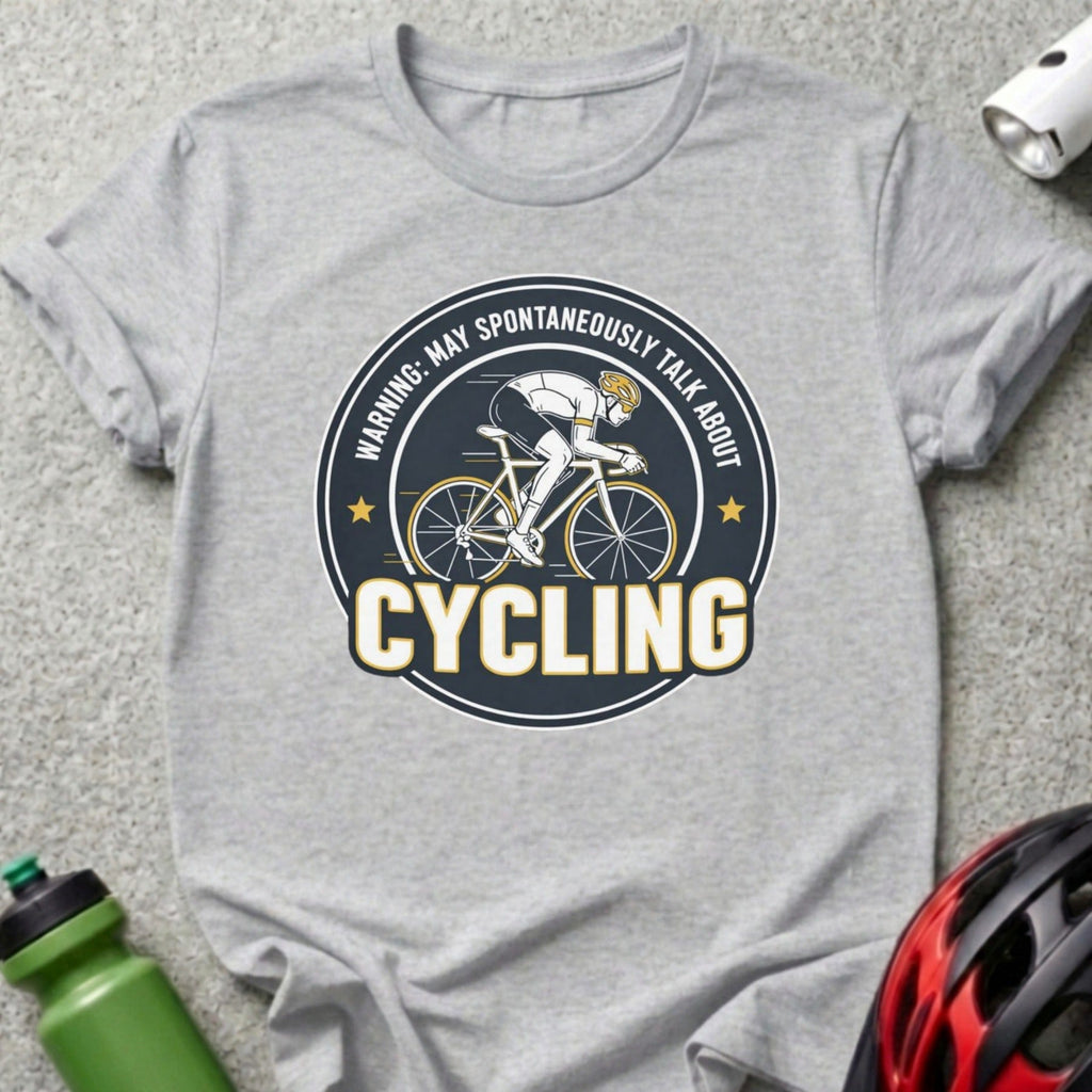Warning May Spontaneously Talk About Cycling T-shirt