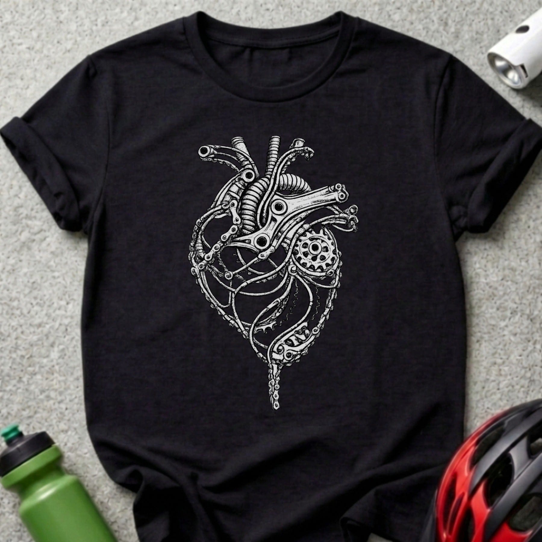 Unique Mechanical Heart Design T-shirt for Cycling Fans