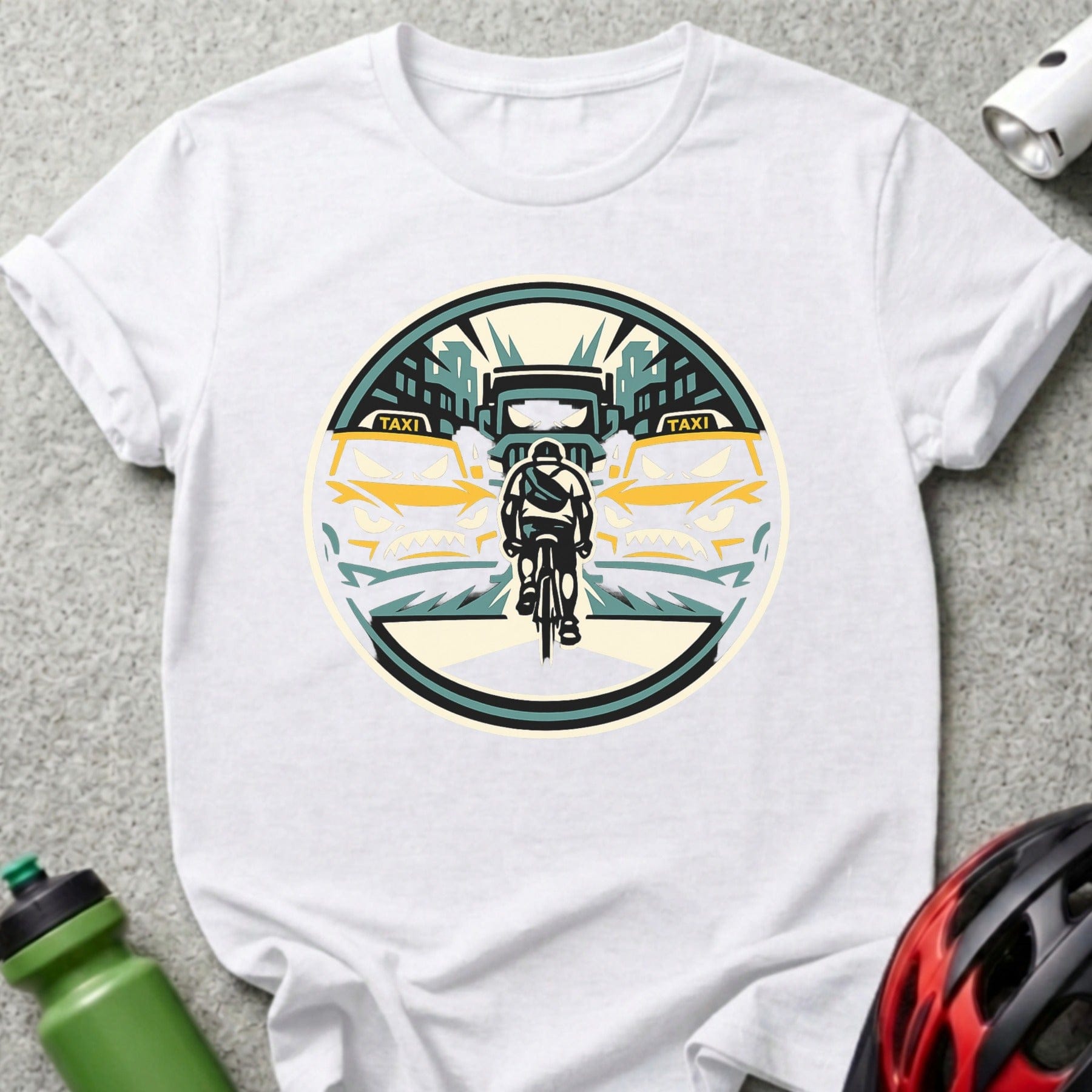 Cyclist Adventure Cityscape Graphic T-Shirt