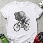 Buffalo Riding Bicycle Graphic Print T-shirt