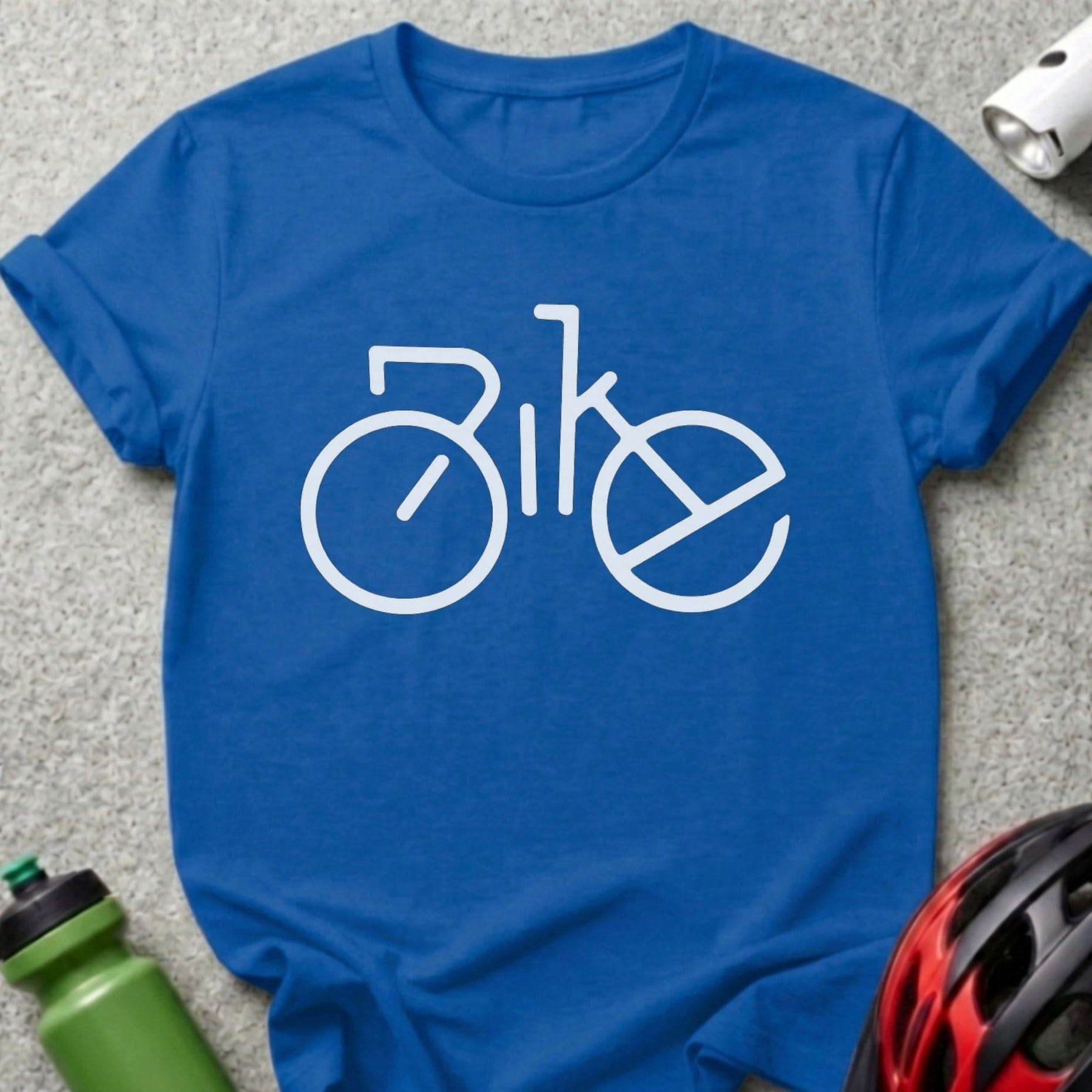 Blue T-Shirt with Unique Bike Graphic Design