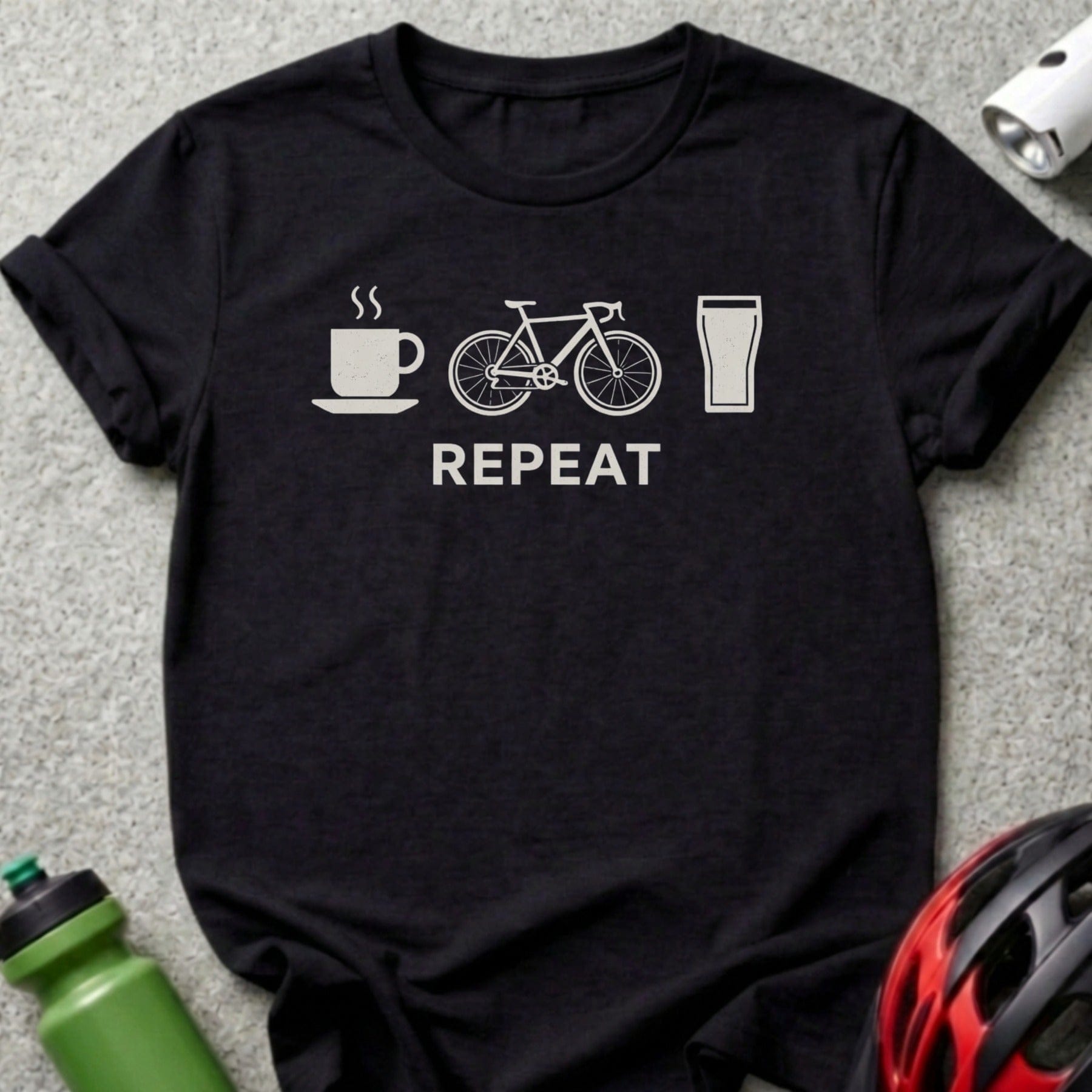 Coffee Bike Repeat Graphic Tee for Cycling Enthusiasts
