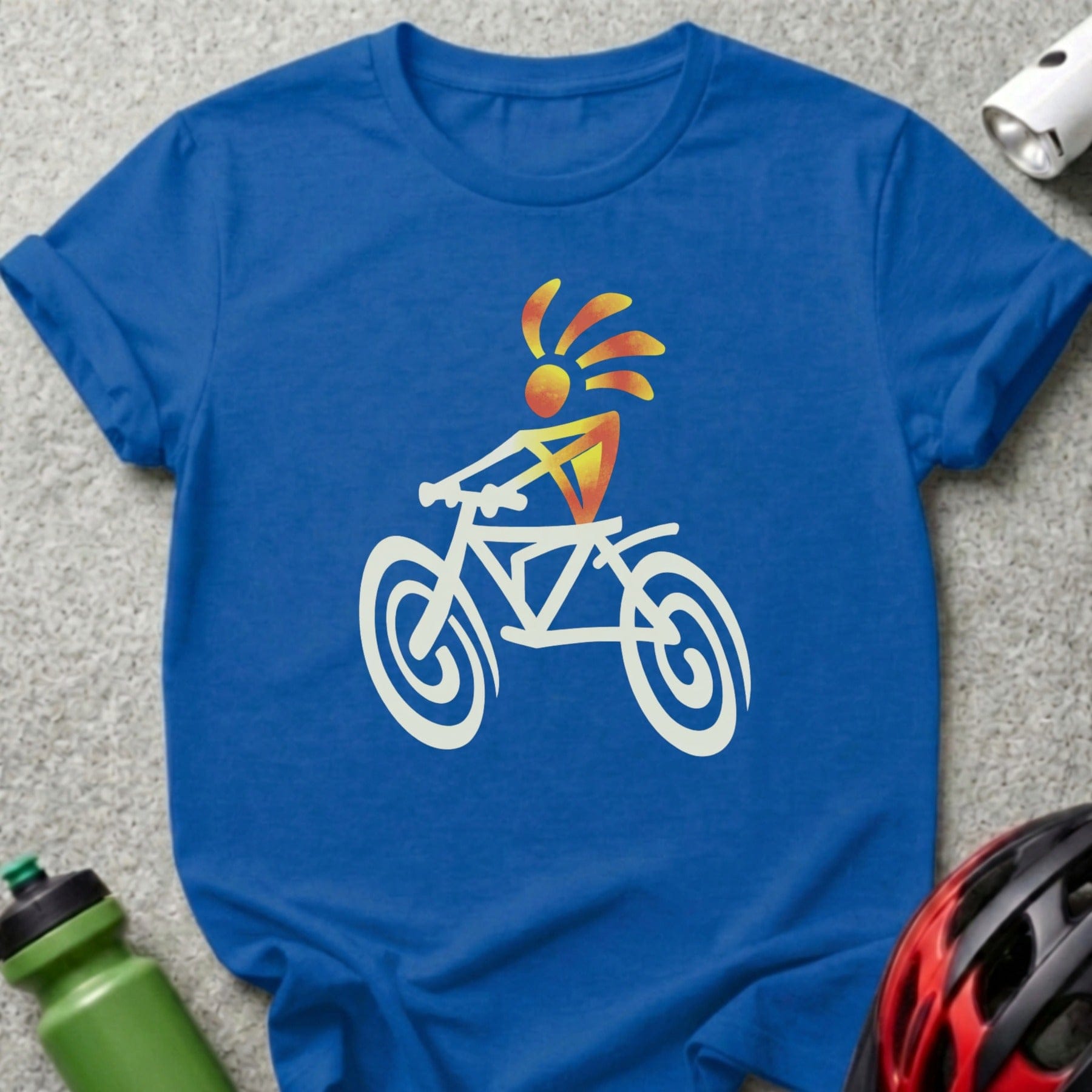 Colorful Cycling Graphic Blue T-Shirt for biking