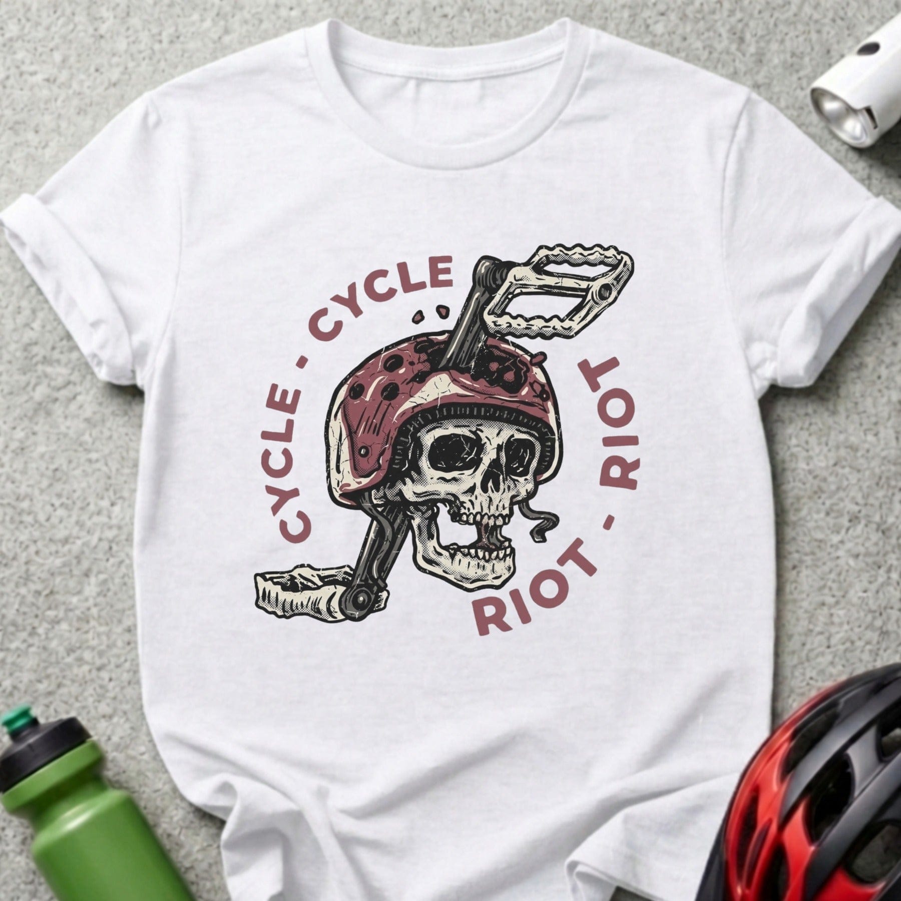 Cycle Riot Skull Design Printed T-shirt for Riders