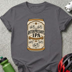 T-shirt graphic of an IPA beer can labeled "Antidepressants IPA".