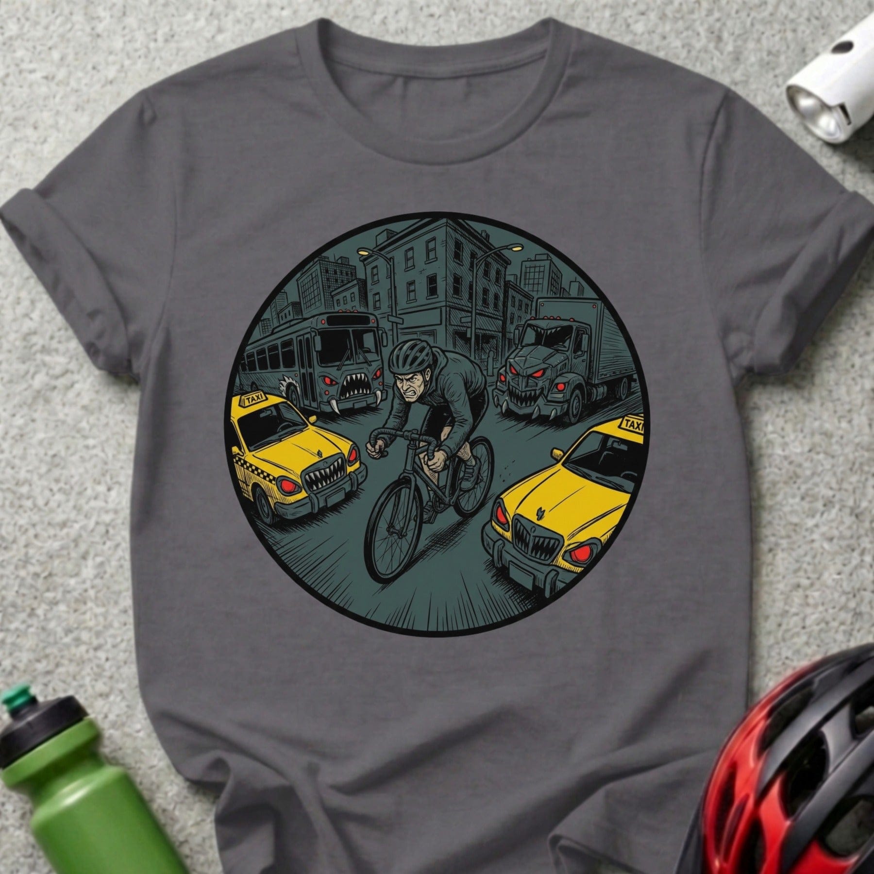 Urban Cyclist in Heavy Traffic Graphic Tee
