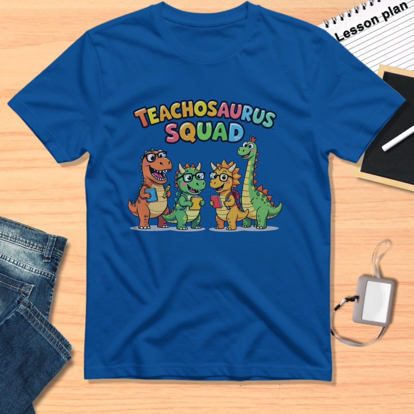 Teachosaurus Squad Fun Colorful Printed T-shirt