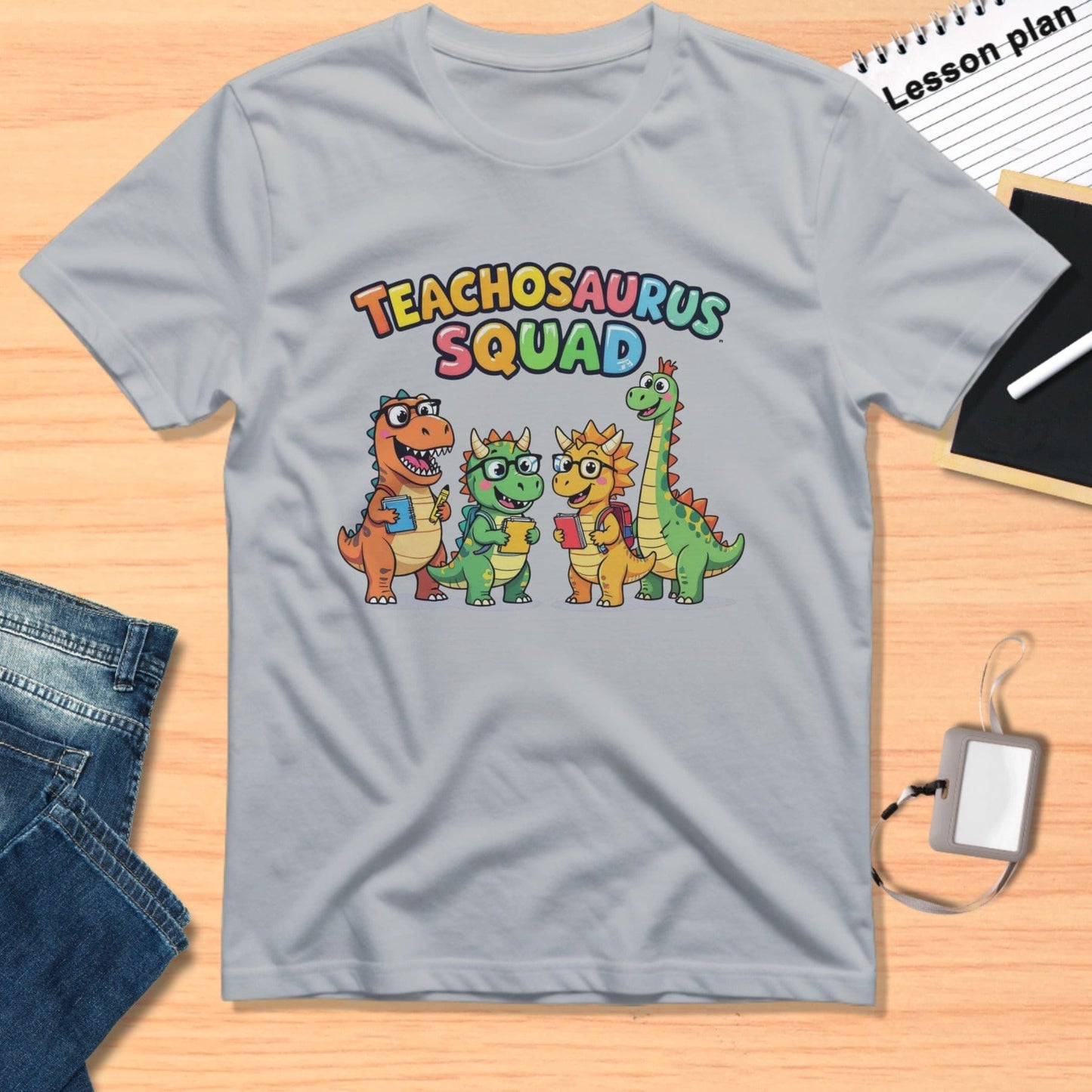 Teachosaurus Squad themed t-shirt product