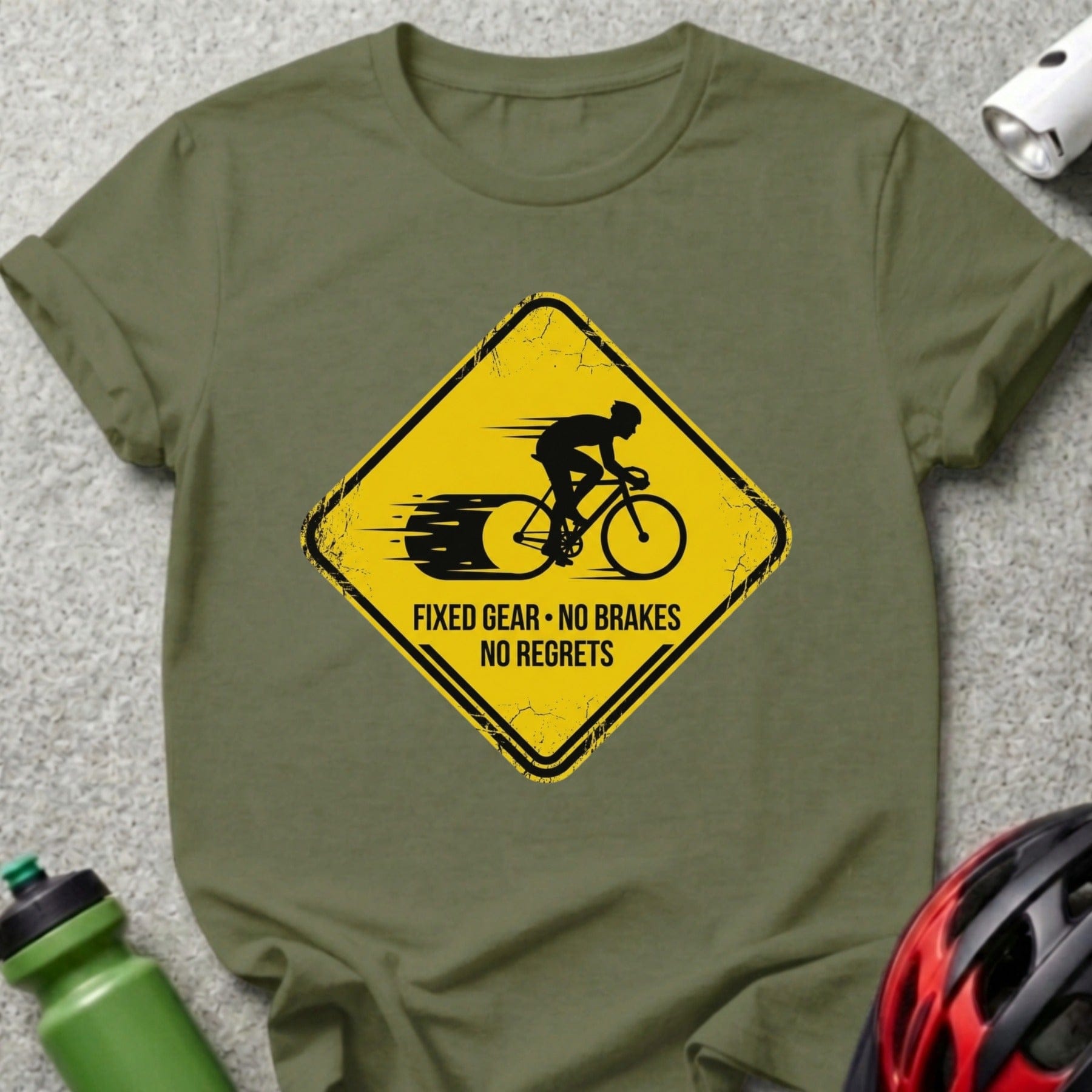 Fixed Gear No Brakes No Regrets Bicycle T-Shirt