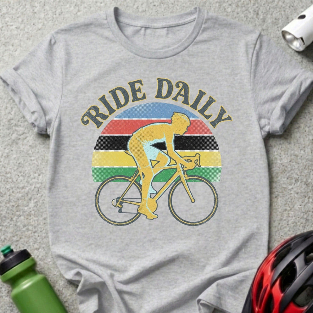 Ride Daily Bicycle Graphic T-shirt for Cycling Enthusiasts