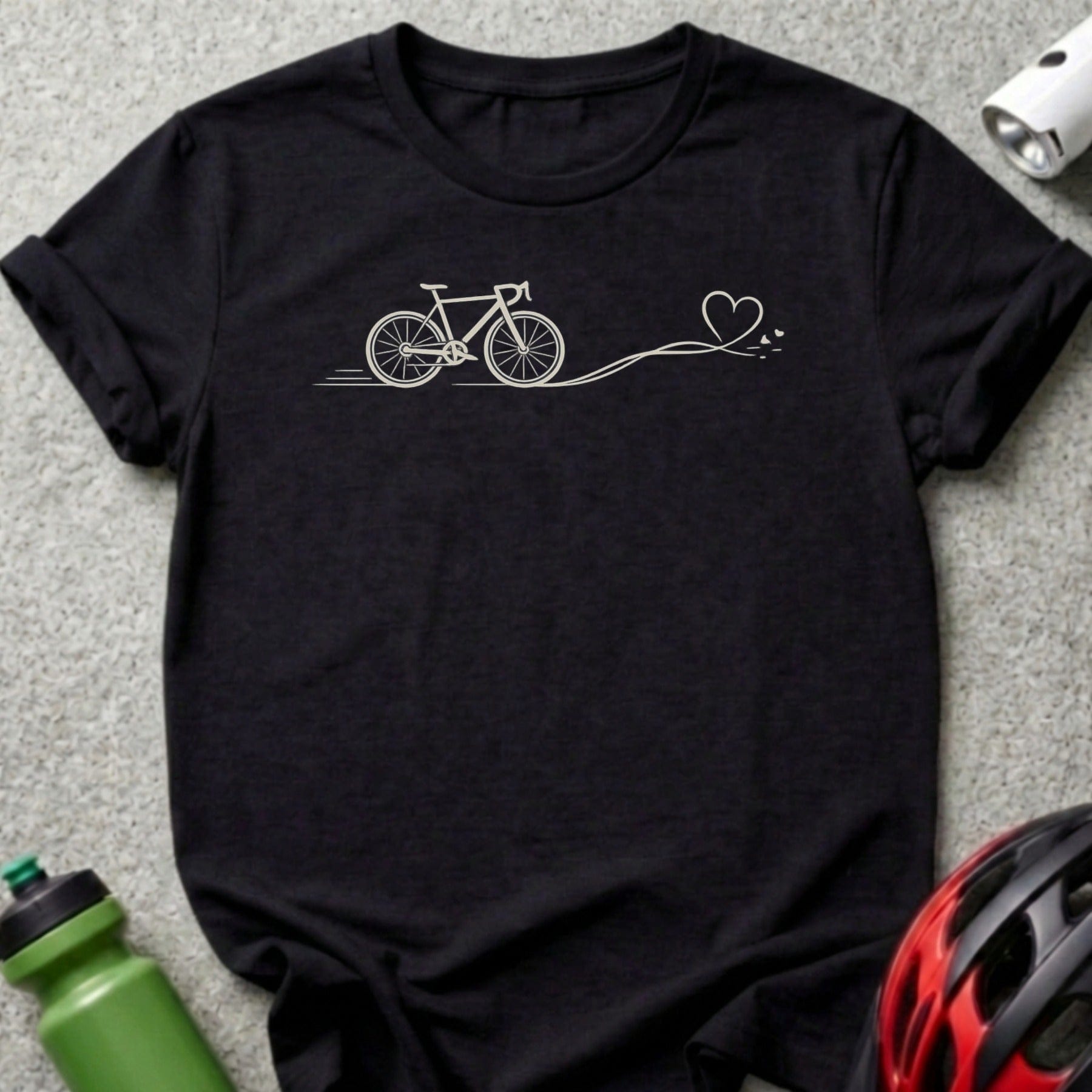Bicycle Heartbeat Line Illustration Short Sleeve Shirt
