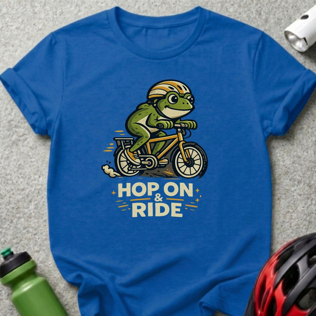 Hop On and Ride Frog Riding Bicycle T-shirt